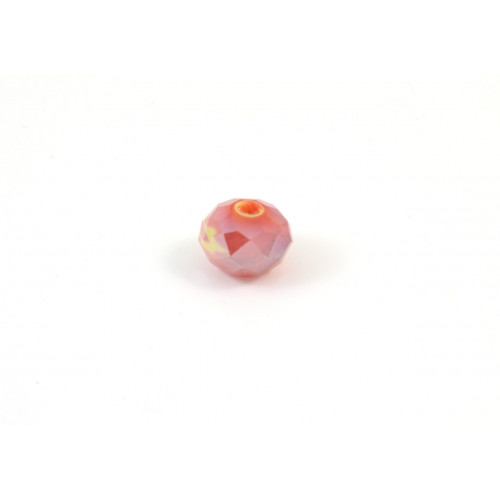 Bille de verre marbled yellow and red AB 9x6mm